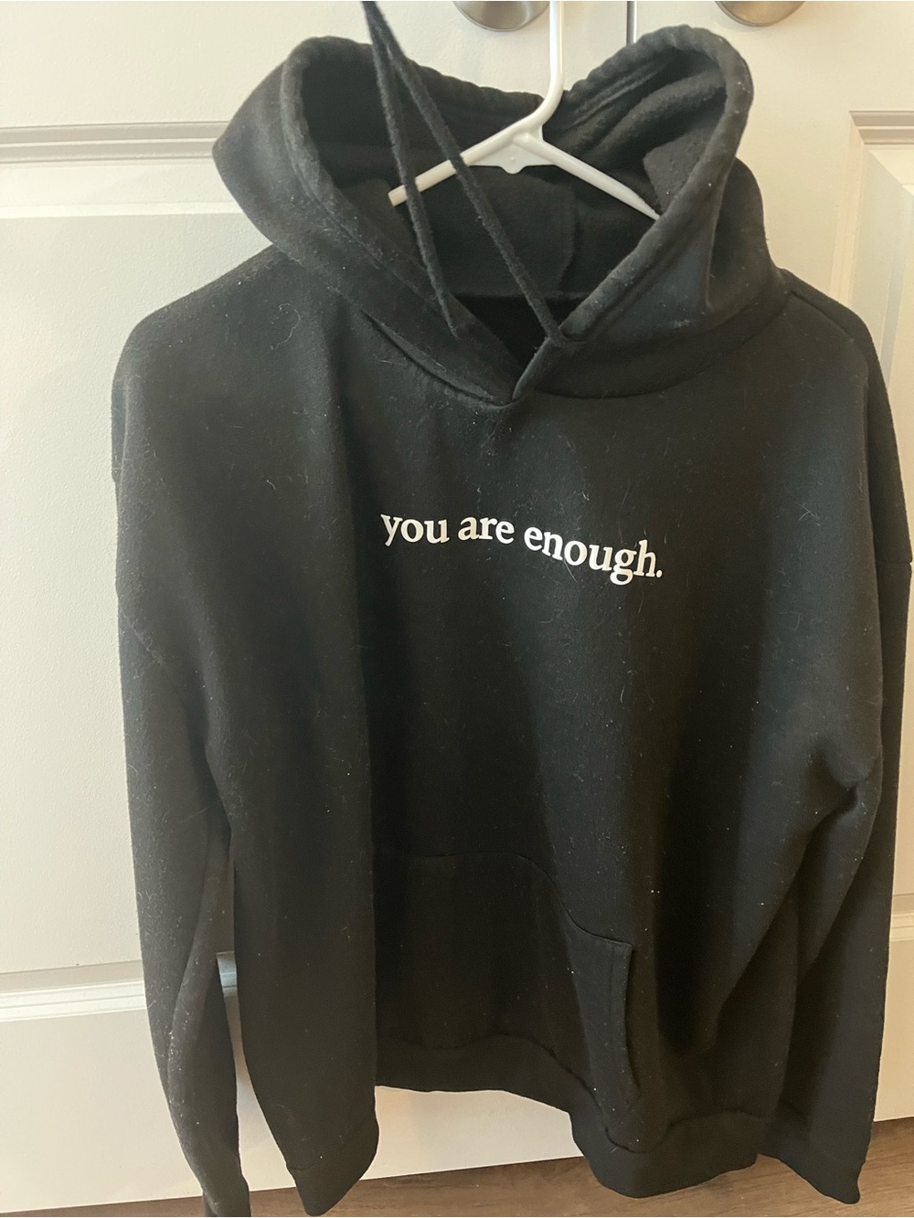 Black "You Are Enough." Hoodie Sweatshirt